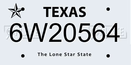 6W20564 Texas License Plate