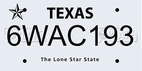 6WAC193 Texas License Plate