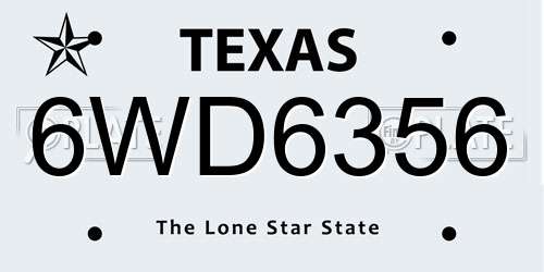 6WD6356 Texas License Plate