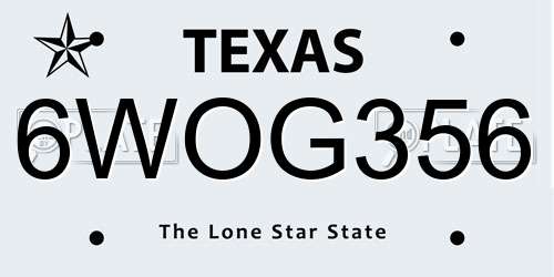 6WOG356 Texas License Plate