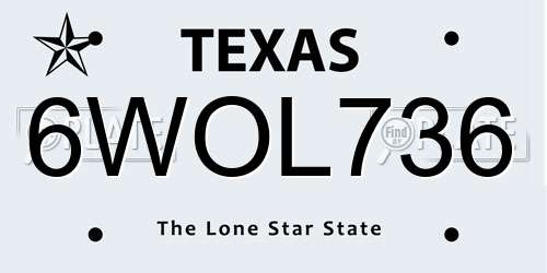 6WOL736 Texas License Plate