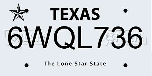 6WQL736 Texas License Plate