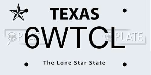 6WTCL Texas License Plate