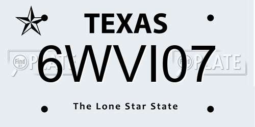 6WVI07 Texas License Plate