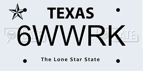 6WWRK Texas License Plate