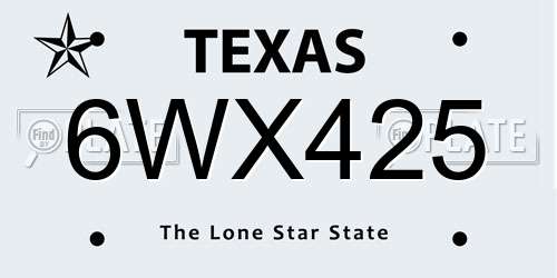 6WX425 Texas License Plate
