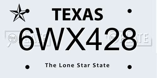 6WX428 Texas License Plate