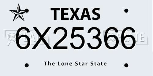 6X25366 Texas License Plate