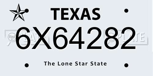 6X64282 Texas License Plate