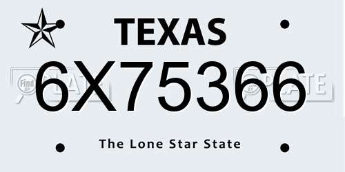 6X75366 Texas License Plate