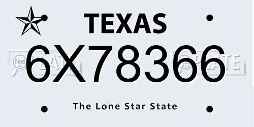 6X78366 Texas License Plate