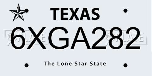 6XGA282 Texas License Plate