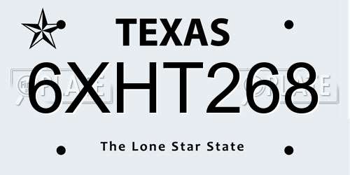 6XHT268 Texas License Plate