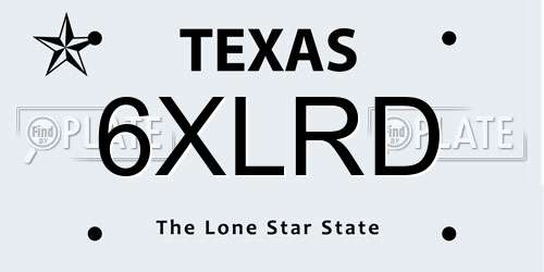 6XLRD Texas License Plate