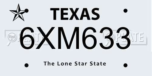 6XM633 Texas License Plate