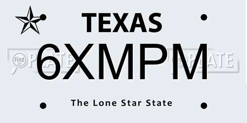 6XMPM Texas License Plate