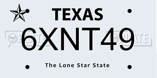 6XNT49 Texas License Plate