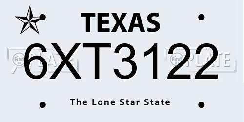 6XT3122 Texas License Plate