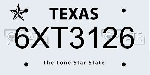 6XT3126 Texas License Plate