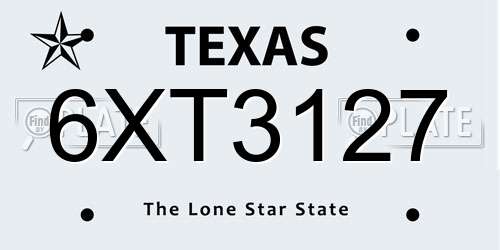 6XT3127 Texas License Plate