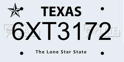 6XT3172 Texas License Plate