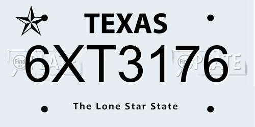6XT3176 Texas License Plate