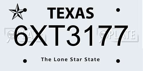 6XT3177 Texas License Plate
