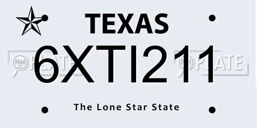 6XTI211 Texas License Plate