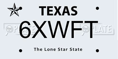 6XWFT Texas License Plate