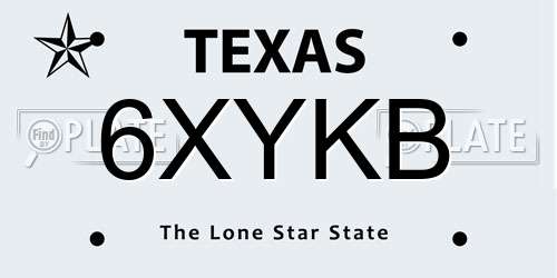 6XYKB Texas License Plate