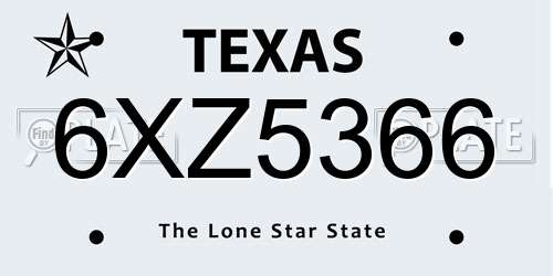 6XZ5366 Texas License Plate