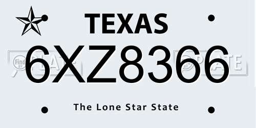 6XZ8366 Texas License Plate