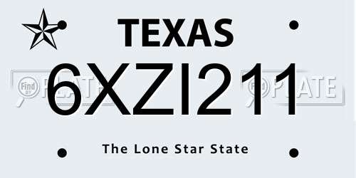 6XZI211 Texas License Plate