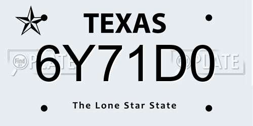 6Y71D0 Texas License Plate