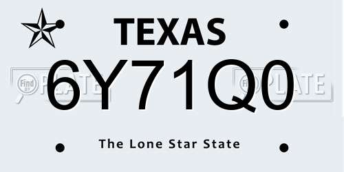 6Y71Q0 Texas License Plate
