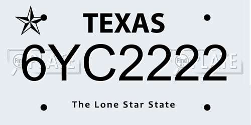 6YC2222 Texas License Plate