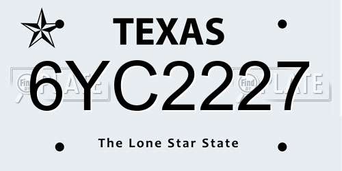 6YC2227 Texas License Plate