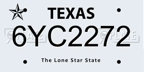6YC2272 Texas License Plate