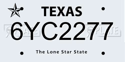 6YC2277 Texas License Plate