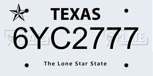 6YC2777 Texas License Plate