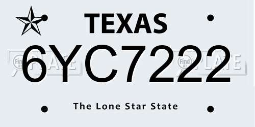 6YC7222 Texas License Plate