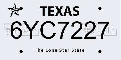 6YC7227 Texas License Plate