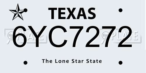 6YC7272 Texas License Plate