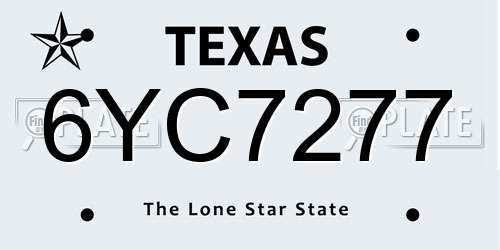 6YC7277 Texas License Plate