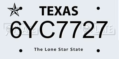 6YC7727 Texas License Plate