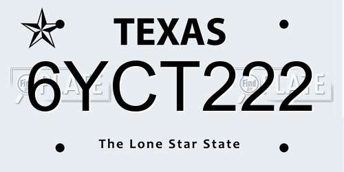 6YCT222 Texas License Plate