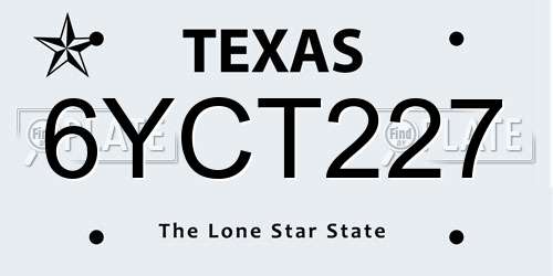 6YCT227 Texas License Plate