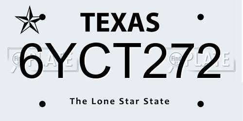 6YCT272 Texas License Plate