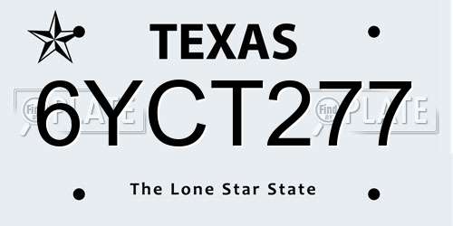 6YCT277 Texas License Plate