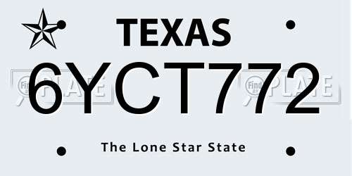 6YCT772 Texas License Plate